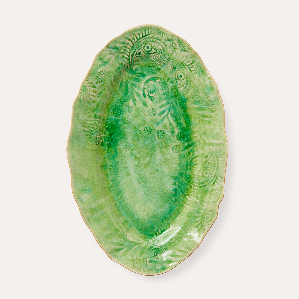 Small oval serving dish, seaweed