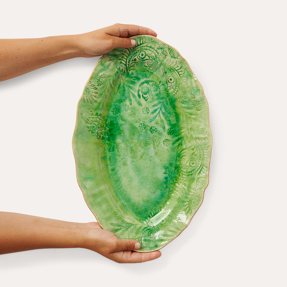 Small oval serving dish, seaweed - 4