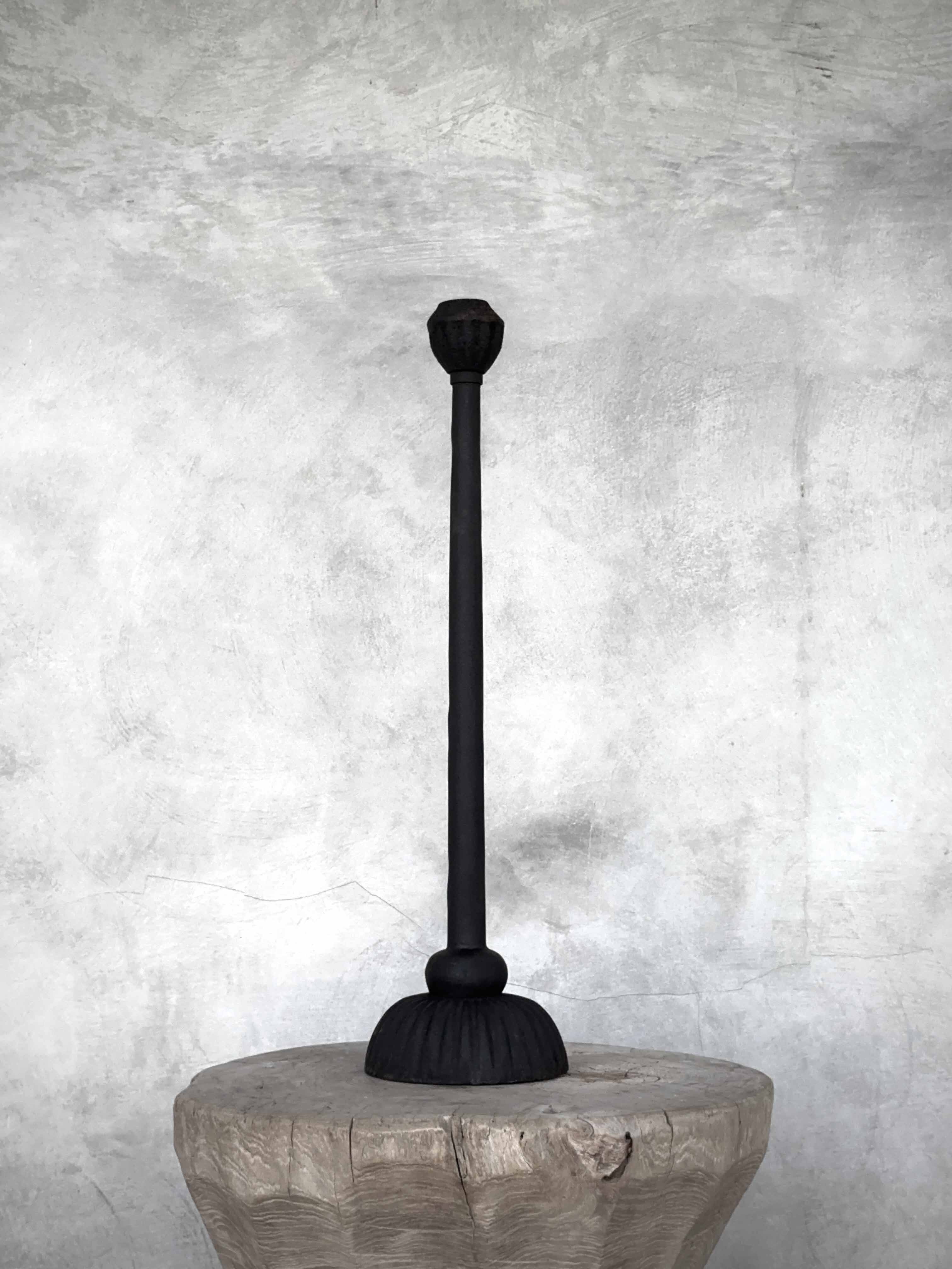 LOTUS cast iron candle holder, antique