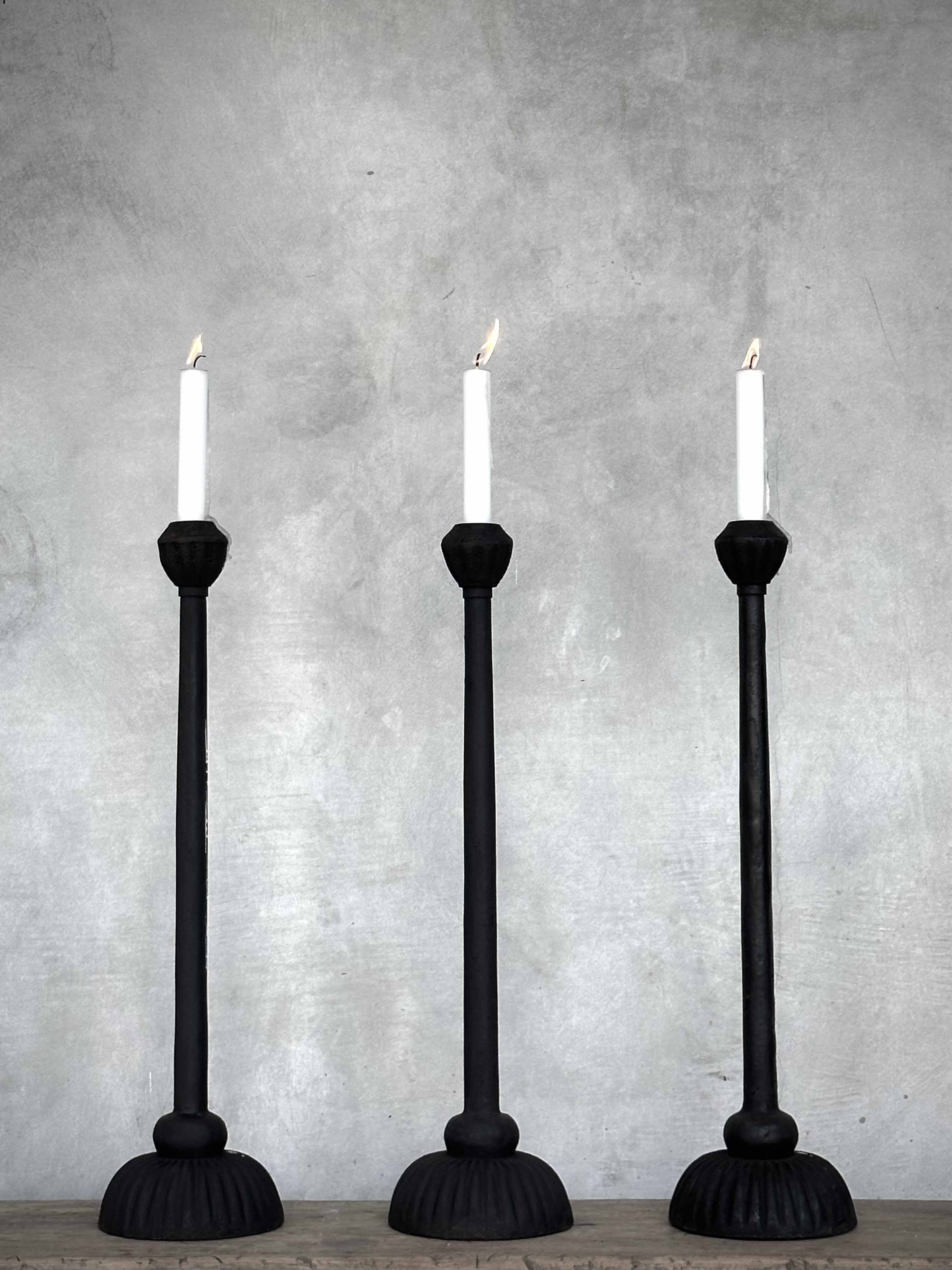 LOTUS cast iron candle holder, antique - 4