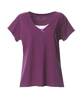 REA! Pyjamastopp i bambu med spets- Fuchsia