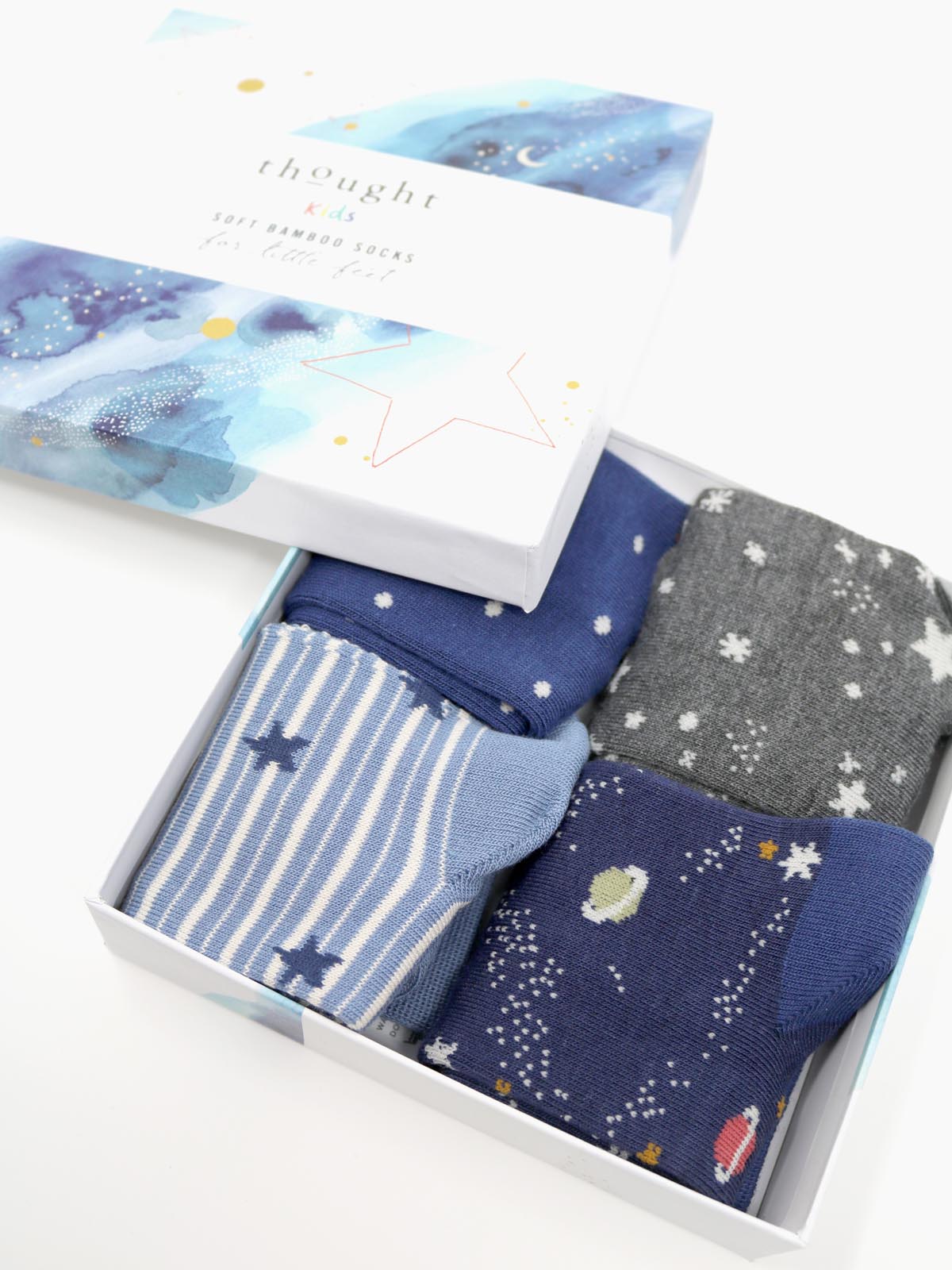 Presenttips! Barnstrumpor i bambu - rymdmönster