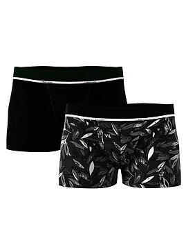 REA! 2-pack boxerkalsonger i bambu- Gråsvarta löv