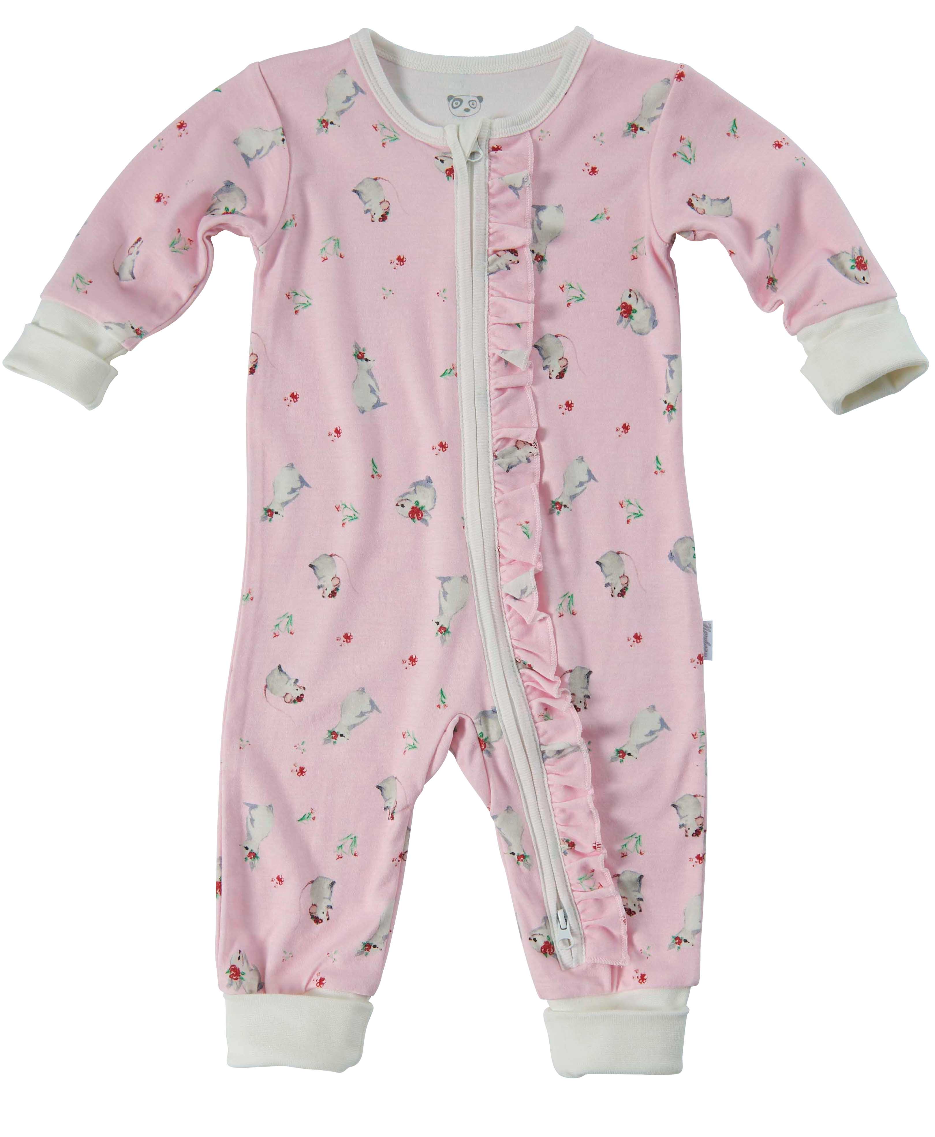 REA! Rosa bambupyjamas med kaniner och möss