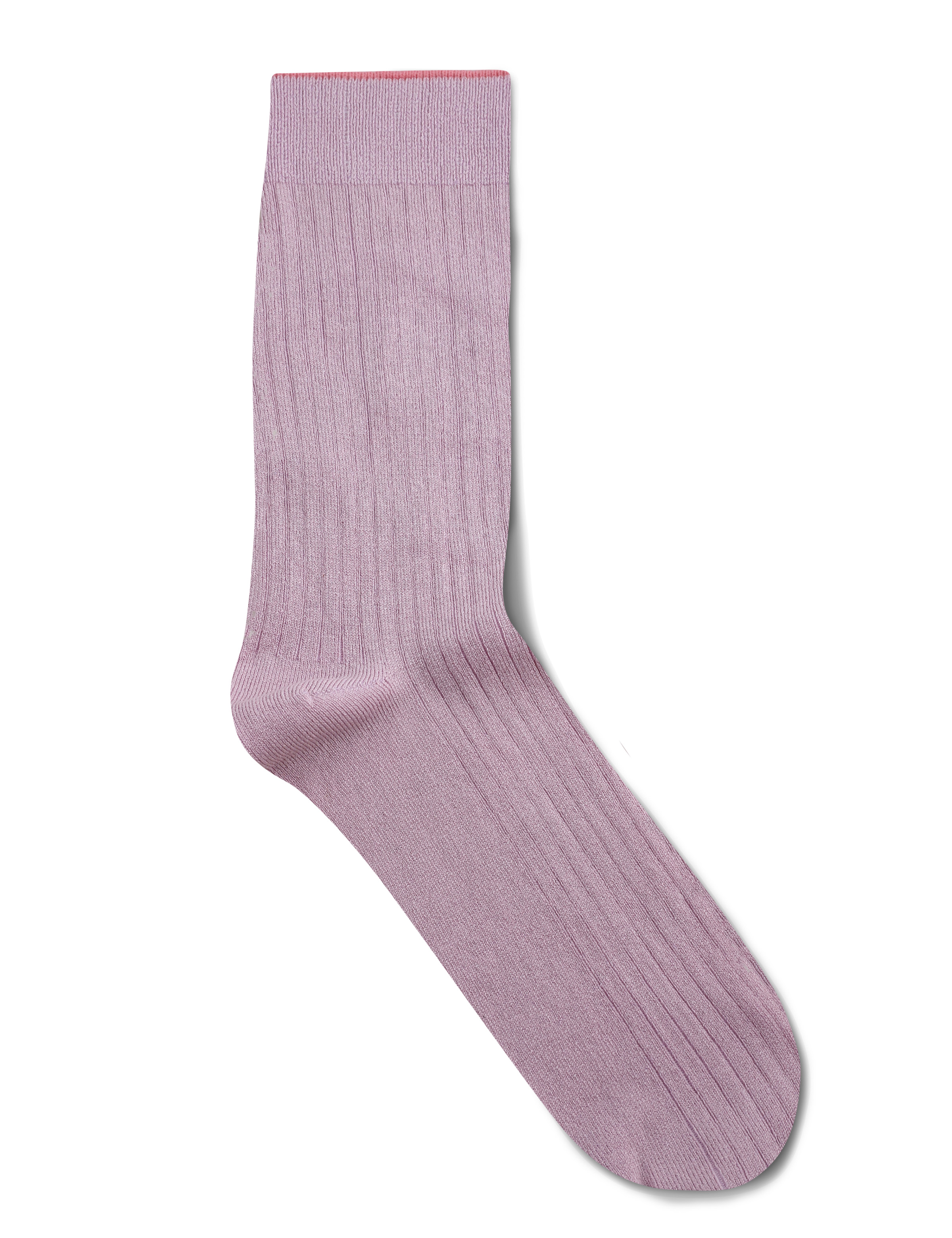 Ribbad bambustrumpa med lös resår - Rosa