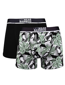 2-pack boxerkalsonger i bambu- grönvita