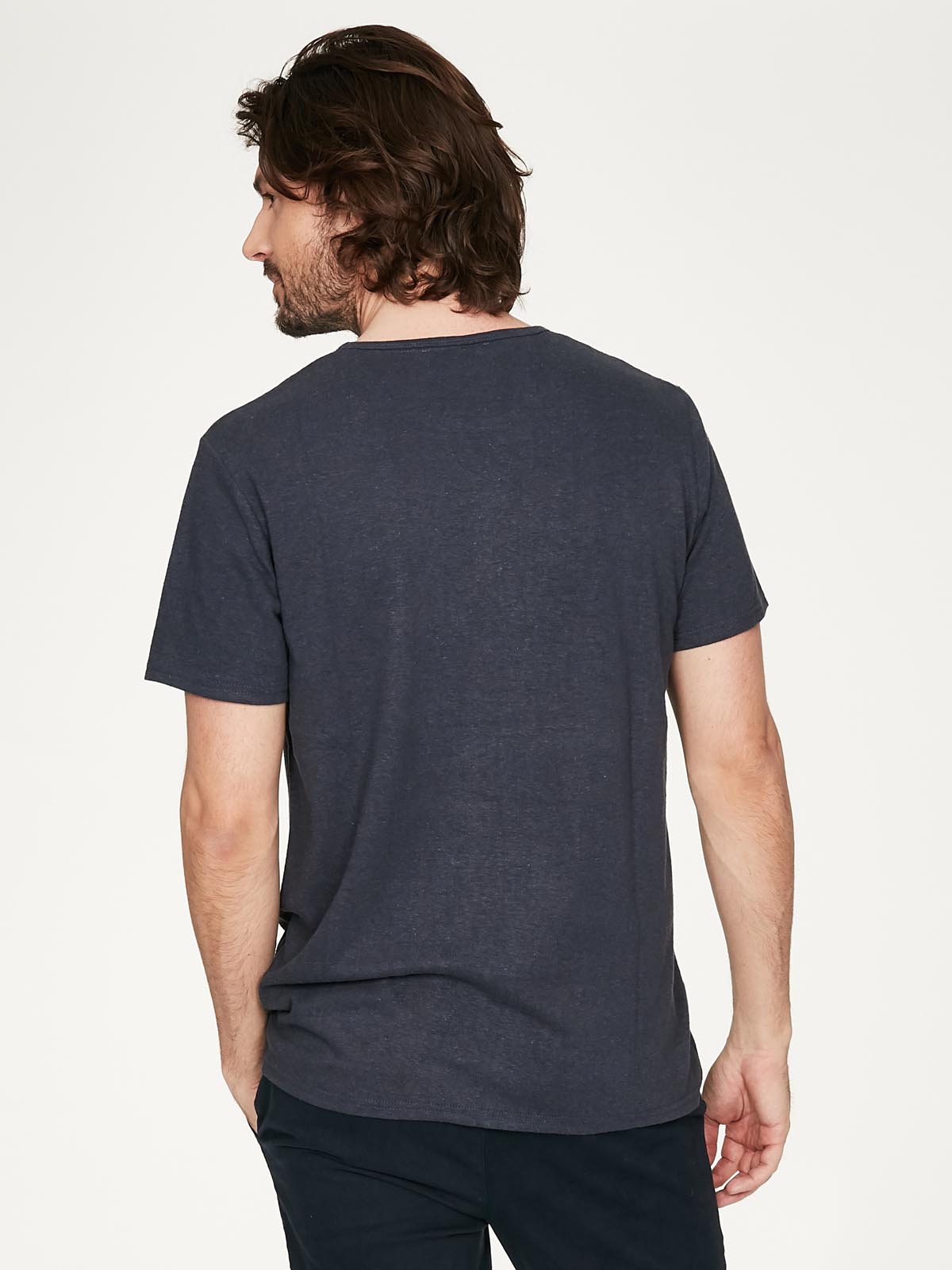 Grå kortärmad T-shirt i hampa och bomull - 2