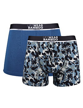 2-pack boxerkalsonger i bambu -blåmönstrade