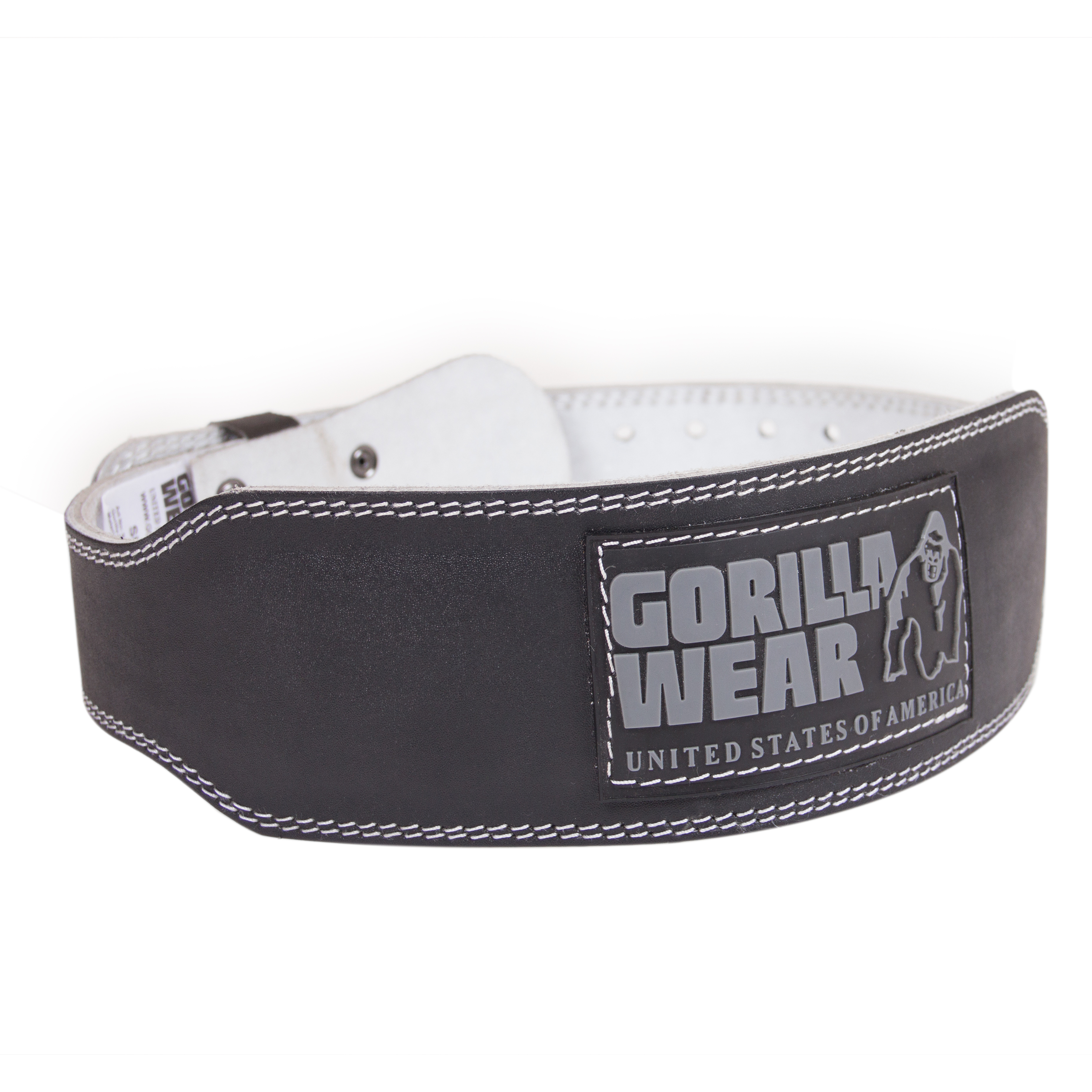 4 Inch Padded Leather Belt, black/grey - 3