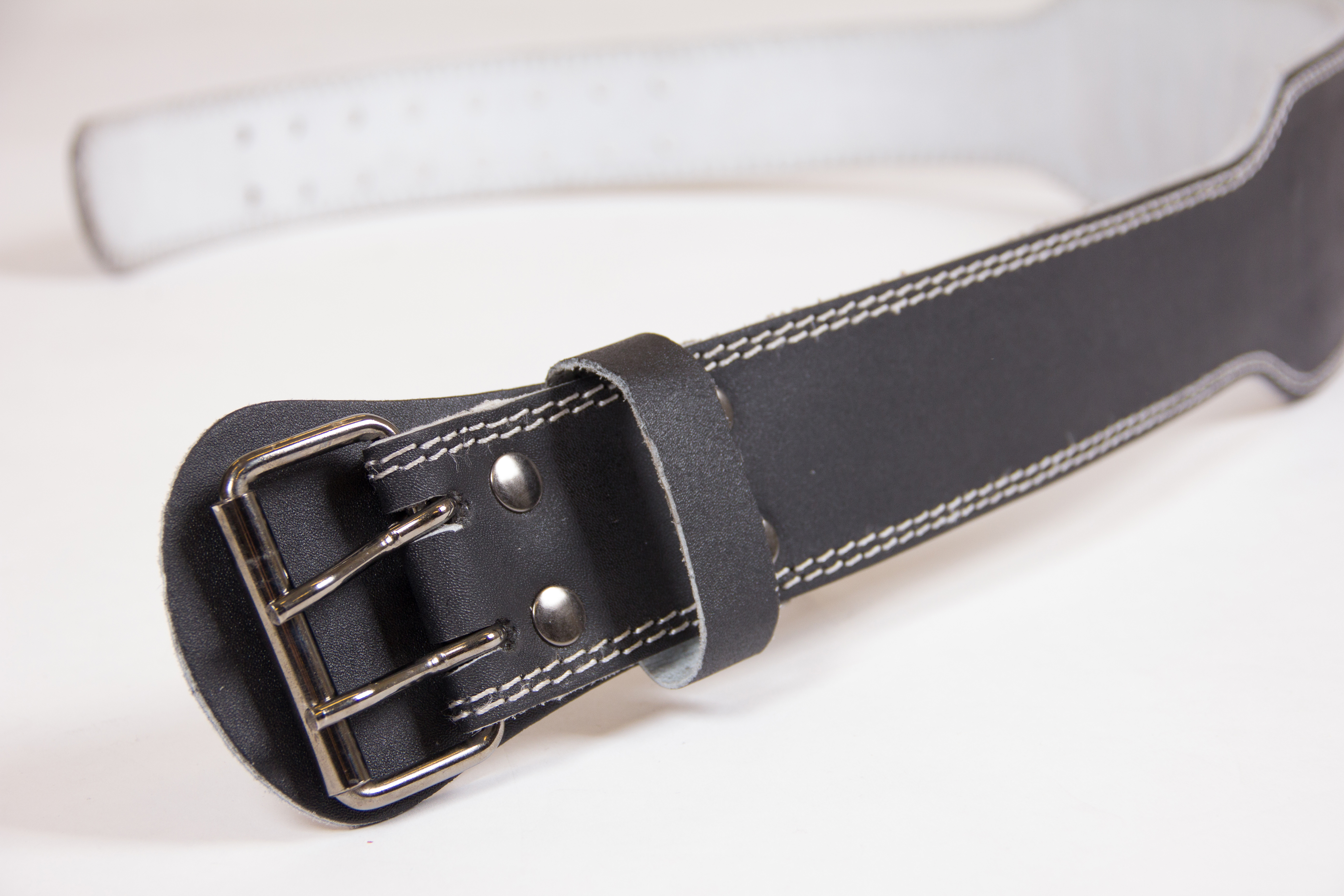 4 Inch Padded Leather Belt, black/grey - 7