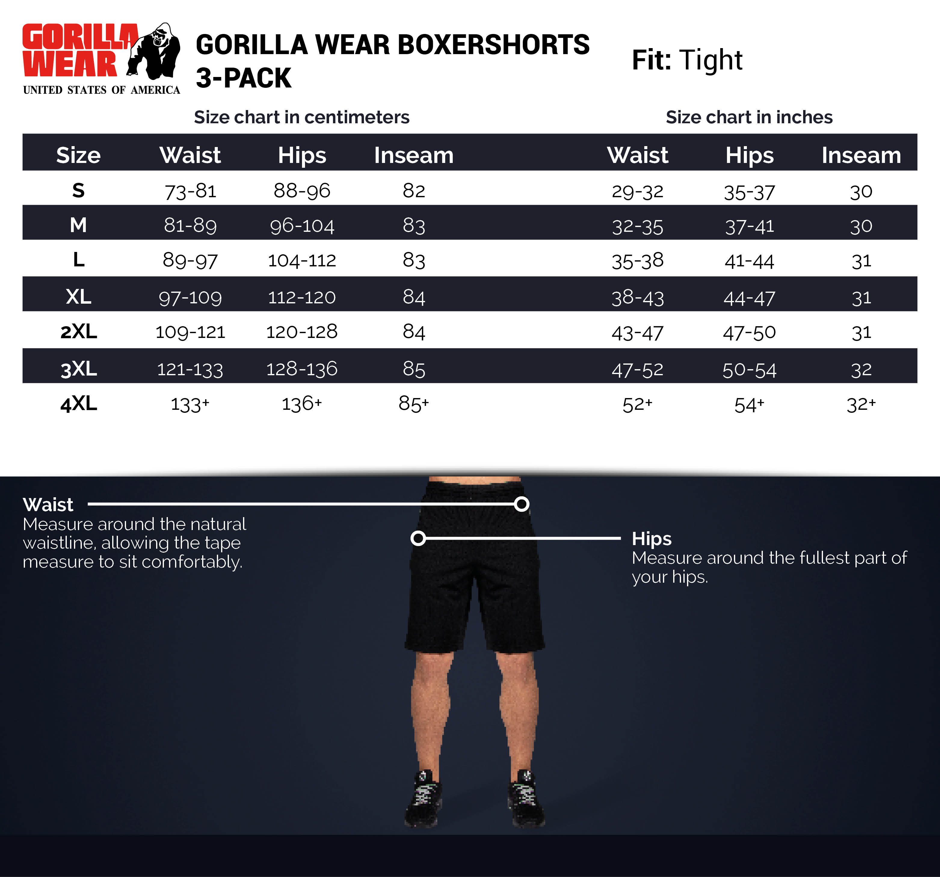 Gorilla Wear Boxershorts 3-pack, black - 10