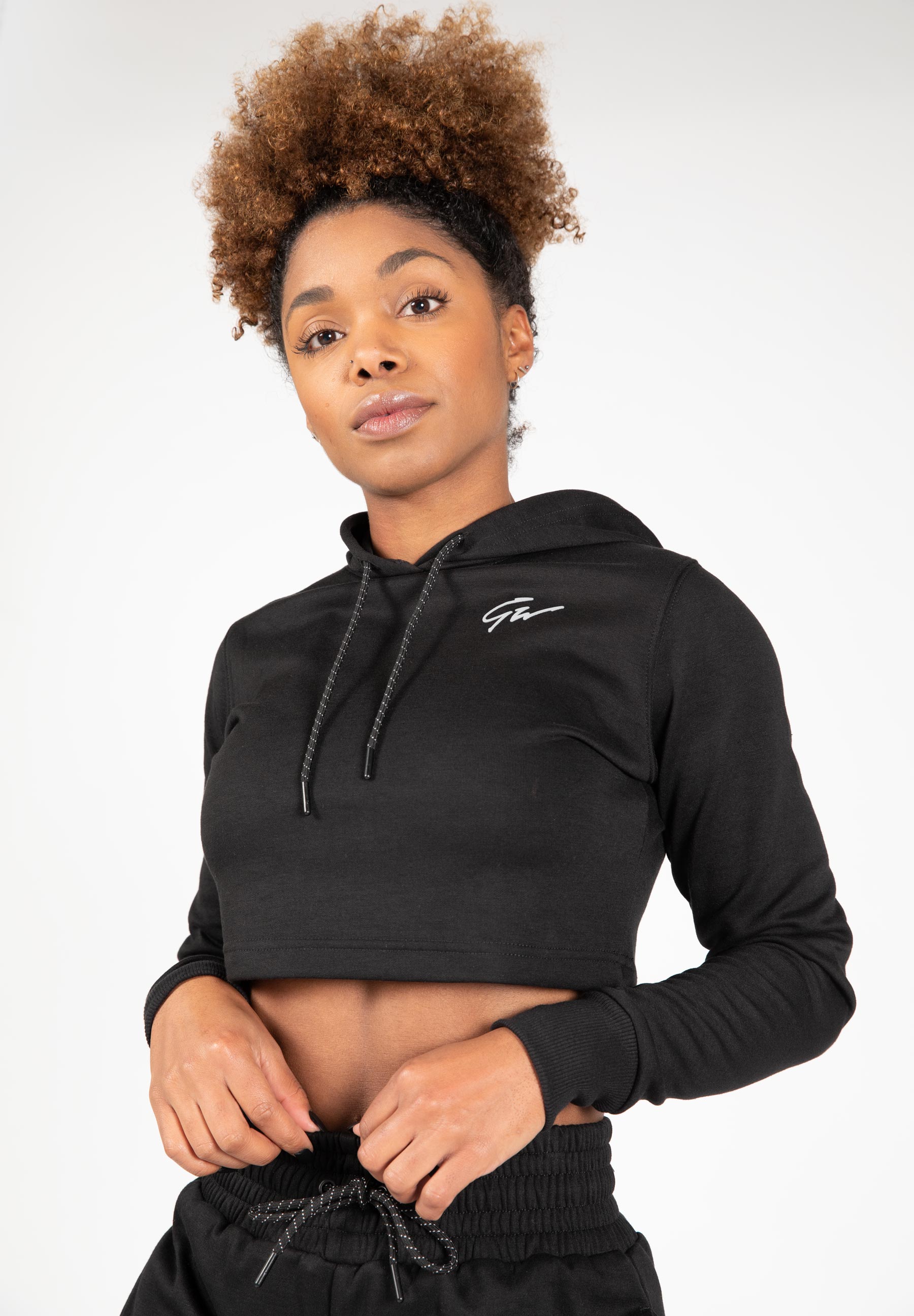 Pixley Crop Top Hoodie, black - 3