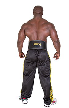 6 Inch Padded Leather Belt, black/gold