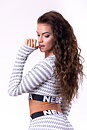 Boho 3D Pattern Crop Top, light grey