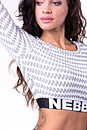 Boho 3D Pattern Crop Top, light grey