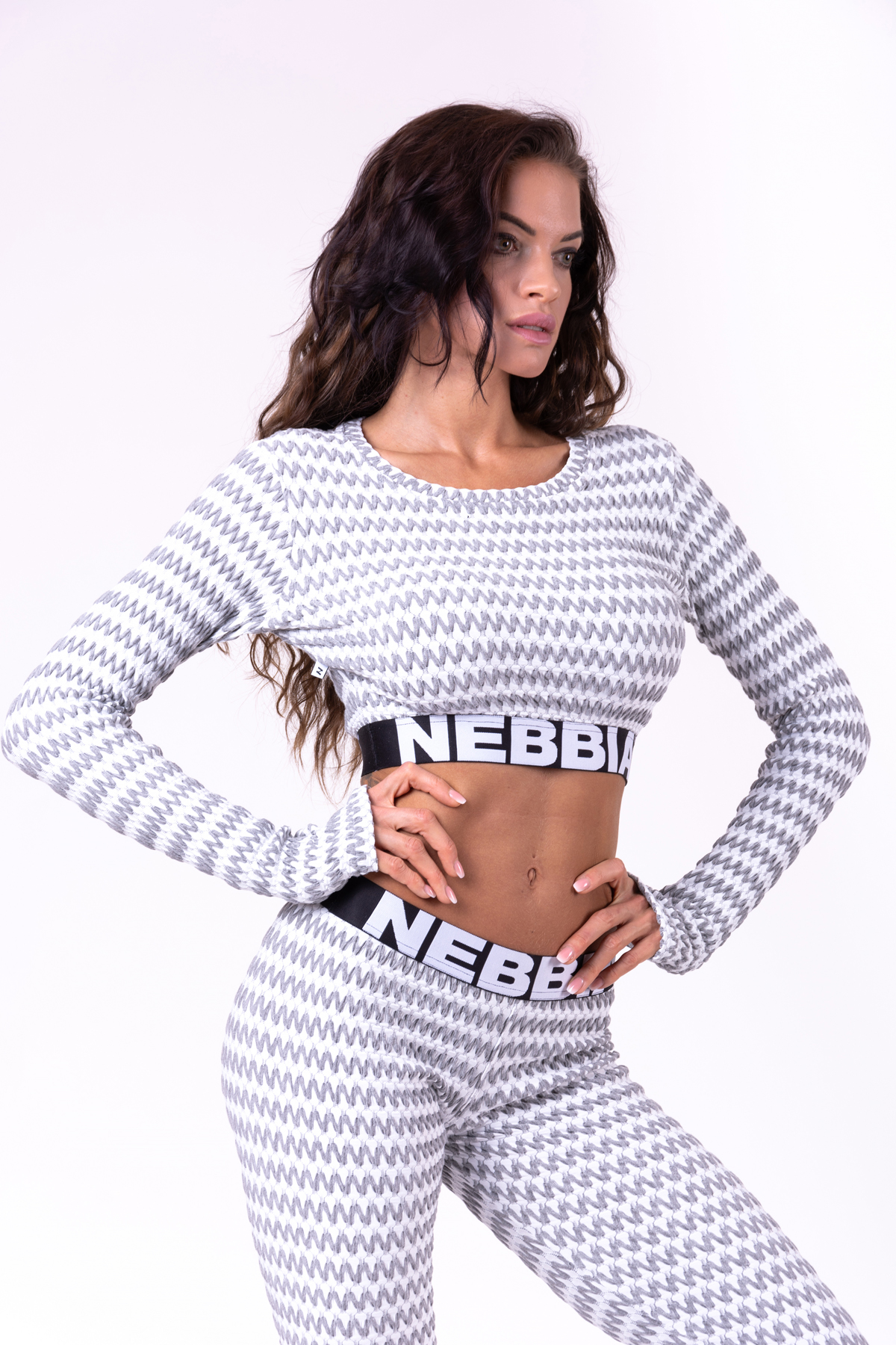 Boho 3D Pattern Crop Top, light grey - 55