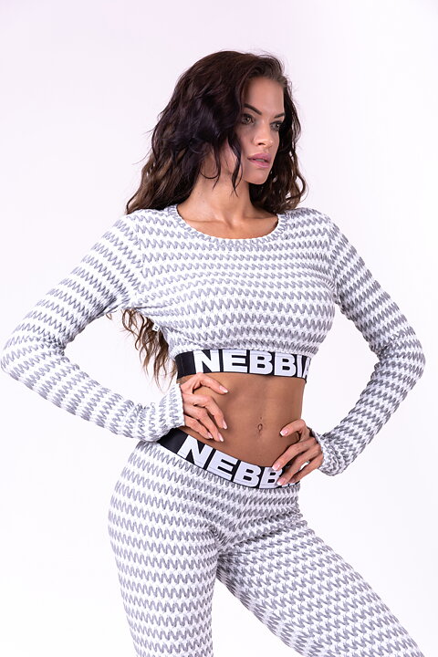 Boho 3D Pattern Crop Top, light grey