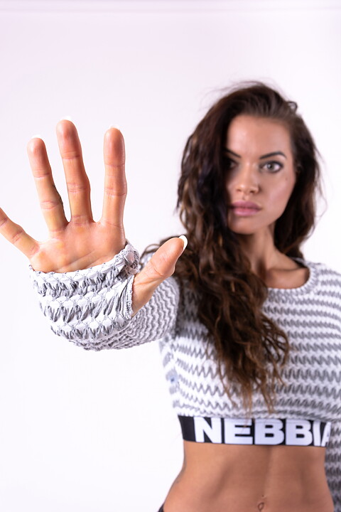 Boho 3D Pattern Crop Top, light grey