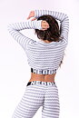 Boho 3D Pattern Crop Top, light grey