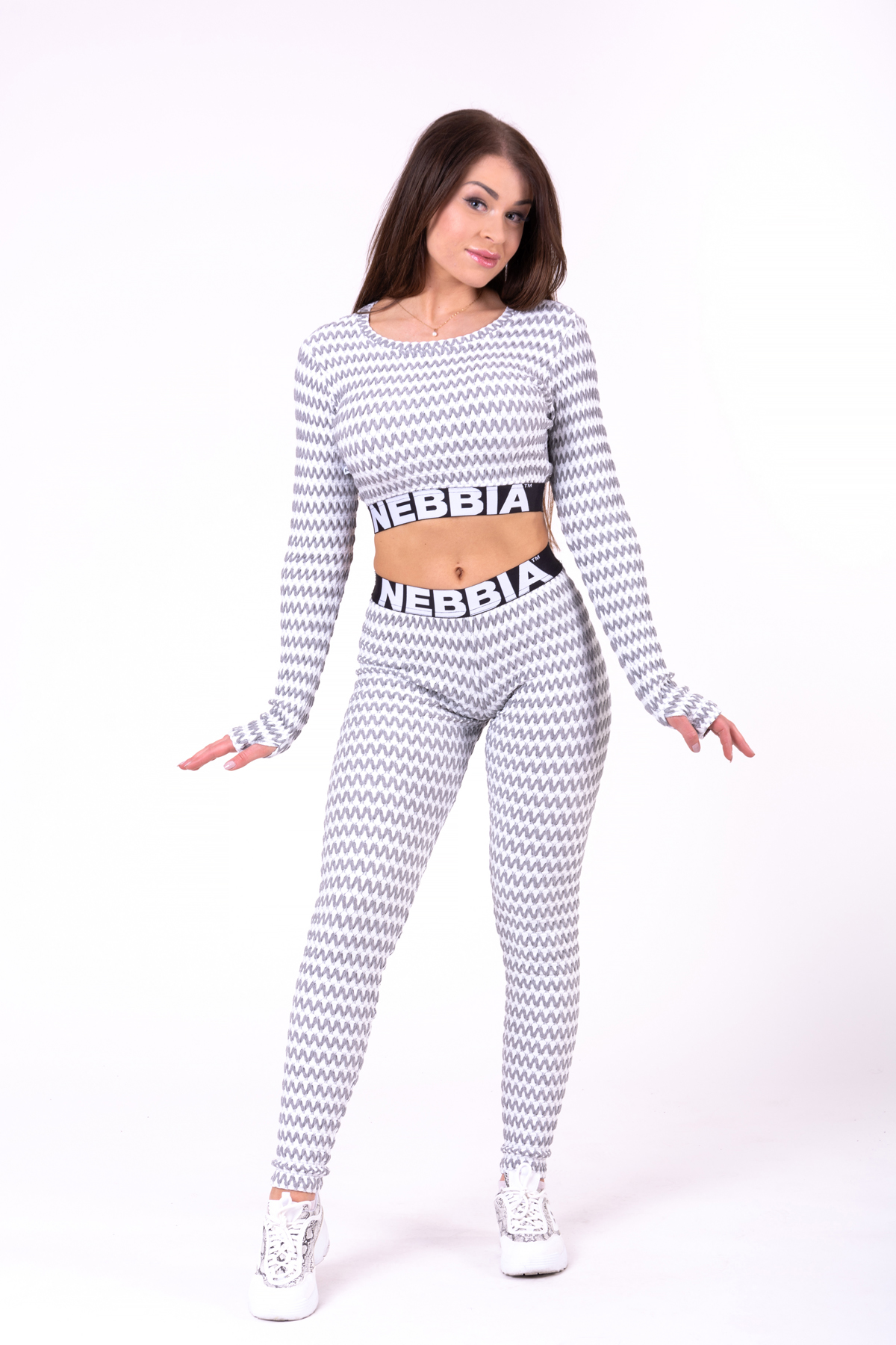 Boho 3D Pattern Crop Top, light grey - 3