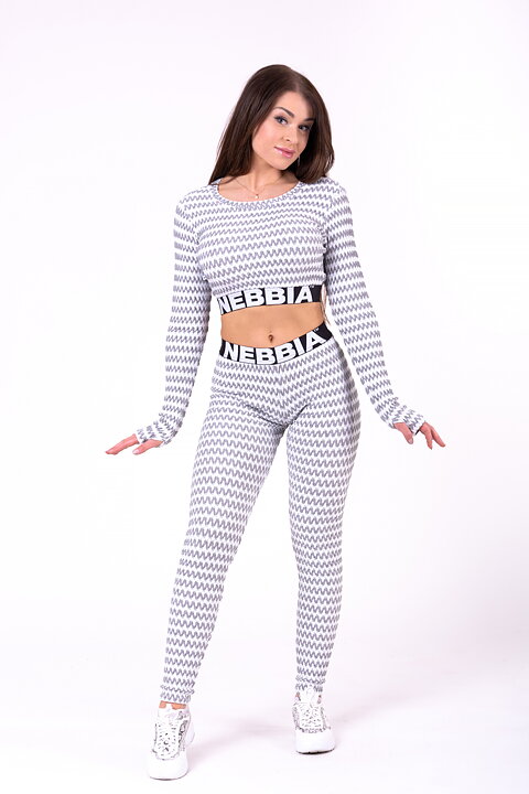 Boho 3D Pattern Crop Top, light grey