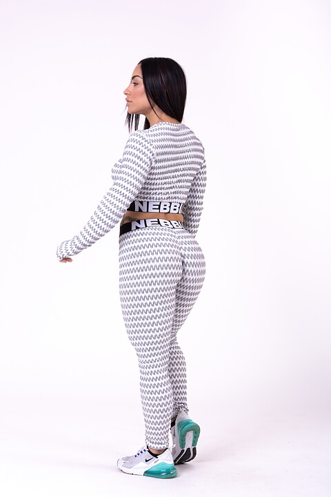 Boho 3D Pattern Crop Top, light grey