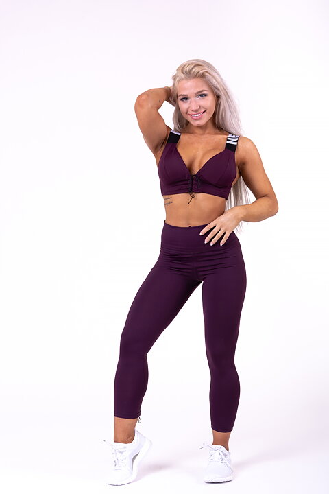 Lace-Up Sport Bra, burgundy