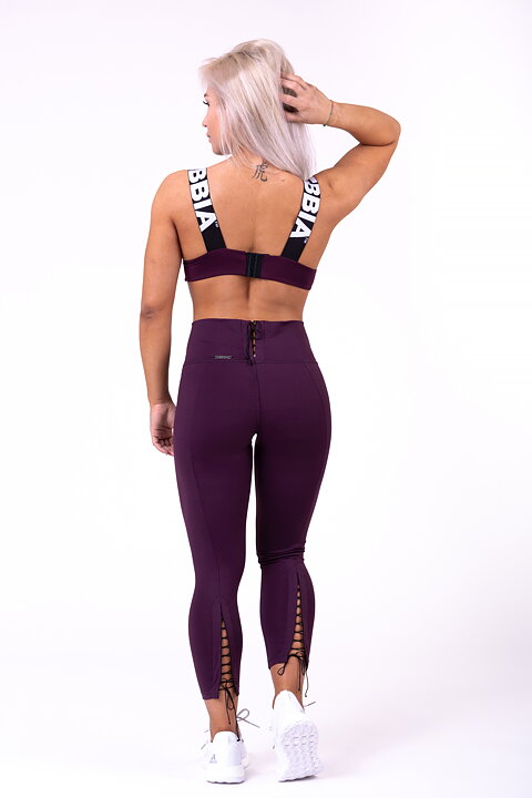 Lace-Up Sport Bra, burgundy