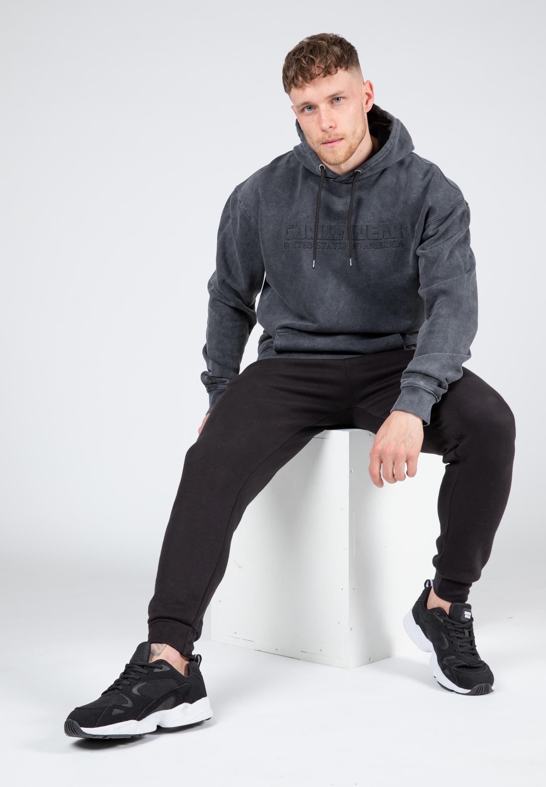 Crowley Oversized Men's Hoodie, washed grey - 4