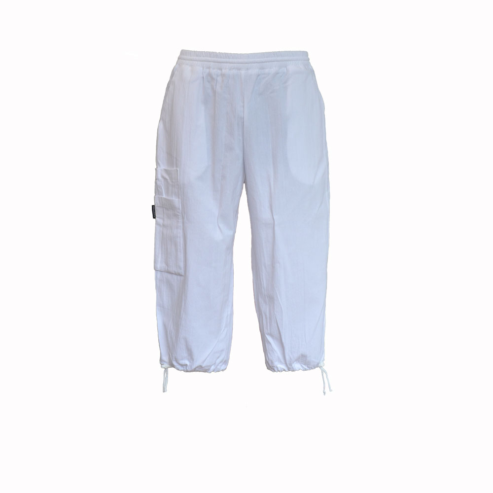 Capribyxa Unisex, krinklad bomull - Vit