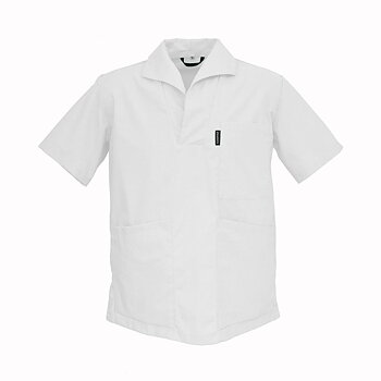 V-blus Herr/Unisex med krage - vit
