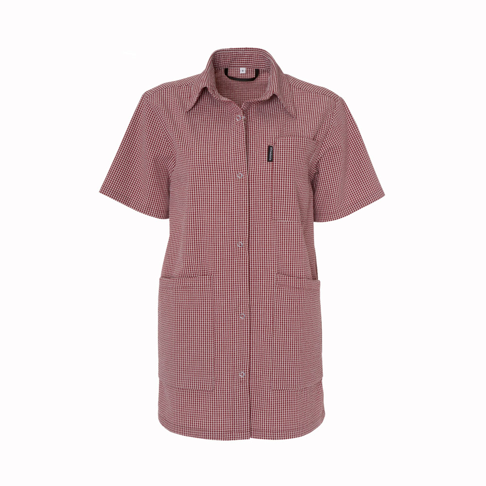 Skjorta Unisex, Vinröd/beige rutig