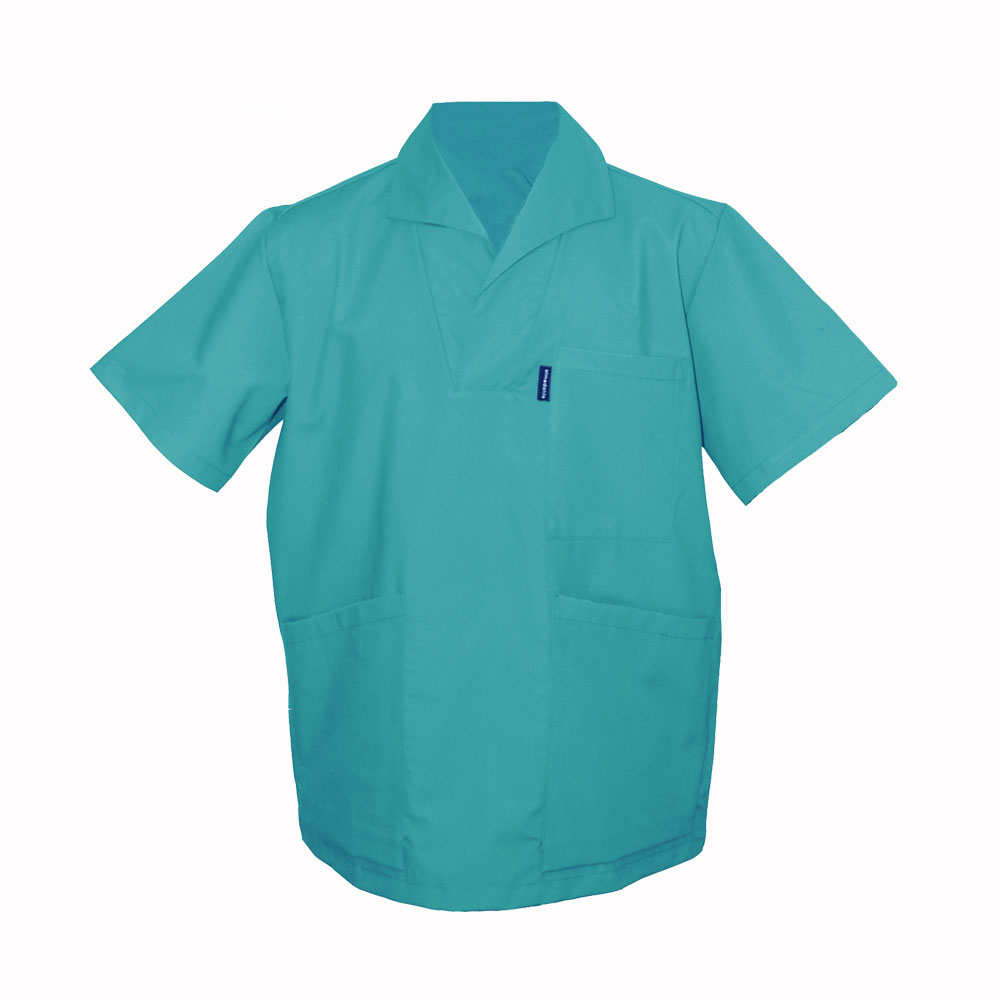 V-blus Herr/Unisex med krage Jadegrön
