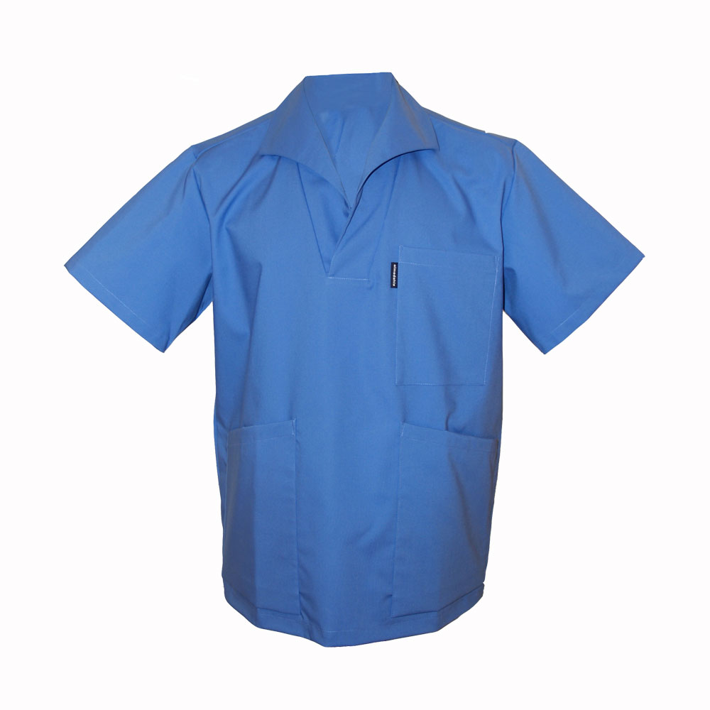 V-blus Herr/Unisex med krage Blå