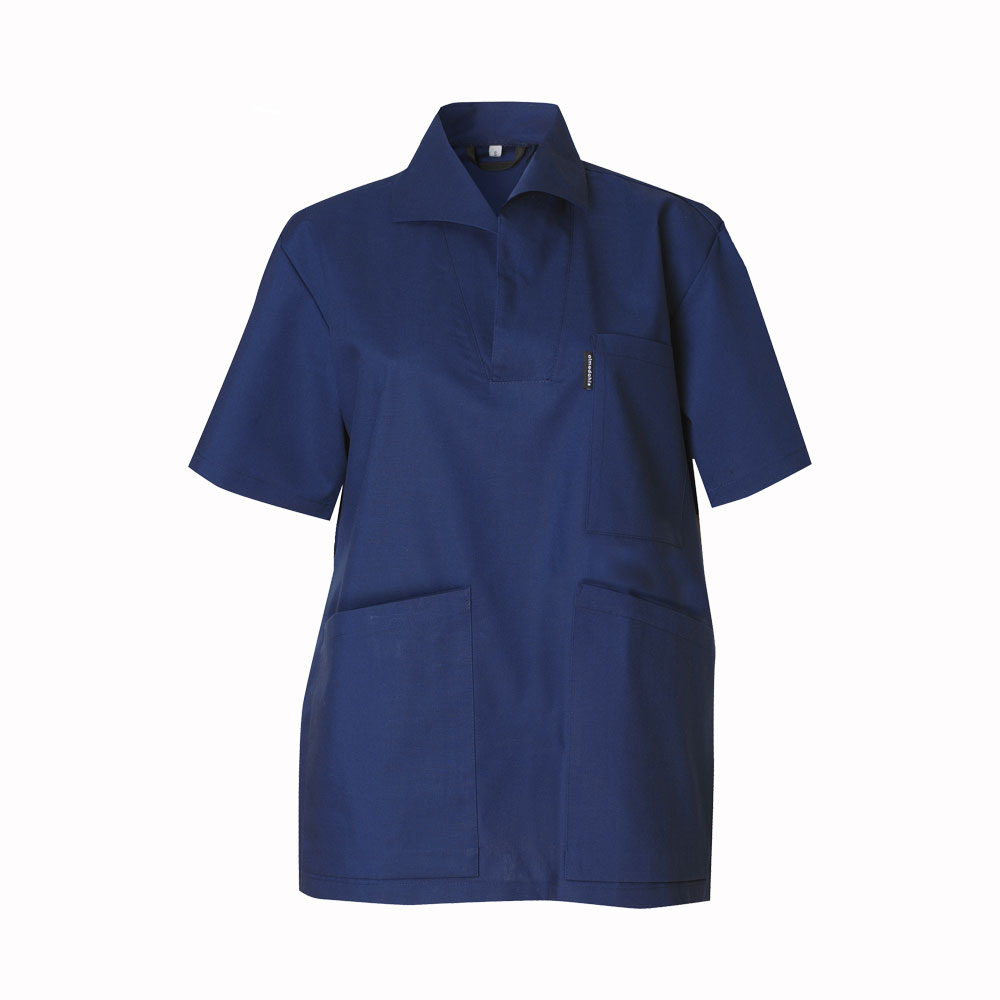 V-blus Herr/Unisex med krage Marinblå