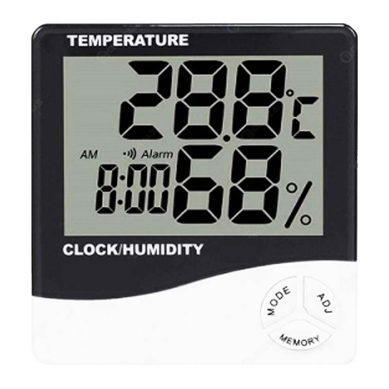 Termometer inne + hygrometer och klocka