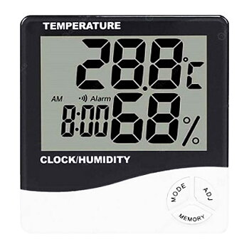 Termometer inne + hygrometer och klocka