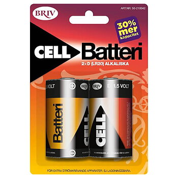 Batterier alkaliska. LR20 2-pack