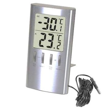 Termometer ute/inne digital aluminium Viking183