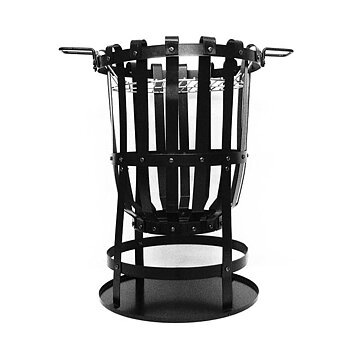 Eldkorg med grillgaller och skyddande markplåt. 