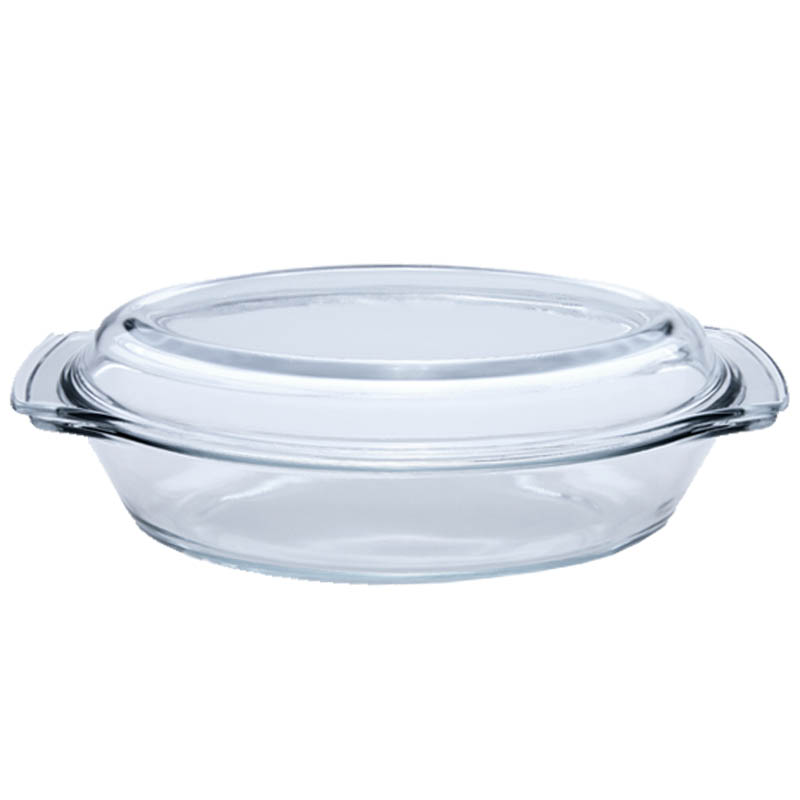 Glasgryta oval med lock 2,5 liter, Tål temperaturer från -40°C upp till +400°C