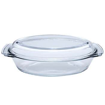 Glasgryta oval med lock 3 liter. Tål temperaturer från -40°C upp till +400°C 