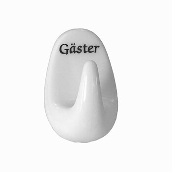 Krok vit gästkrok Handdukskrok med tryckt text "Gäster"