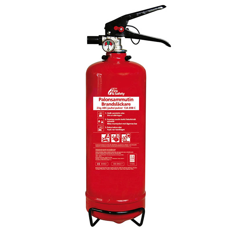 Brandsläckare röd 2 kg. pulver