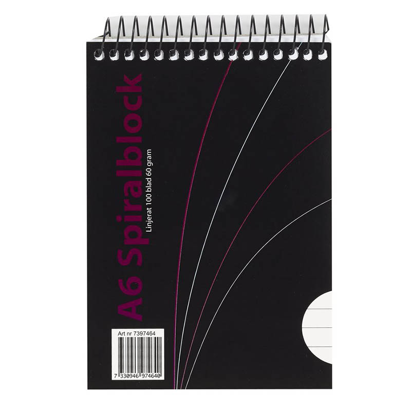 Spiralblock A6 linjer,100 blad