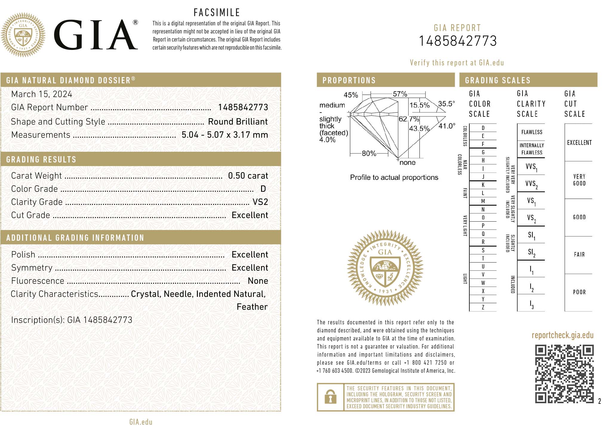 GIA 0.50 ct D. VS2 Tripel-X - 2