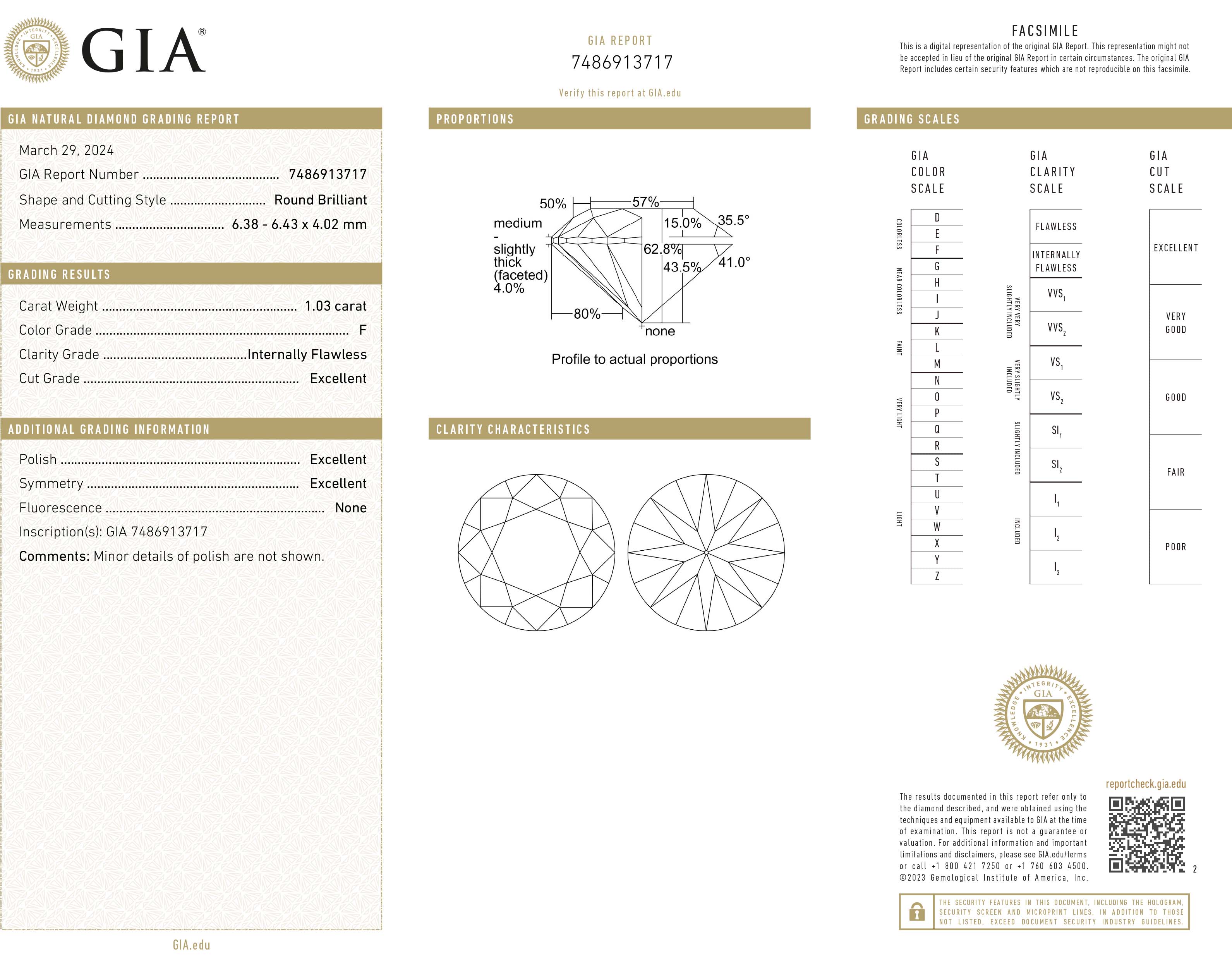 GIA 1.03 ct F. IF. Tripel-X - 2