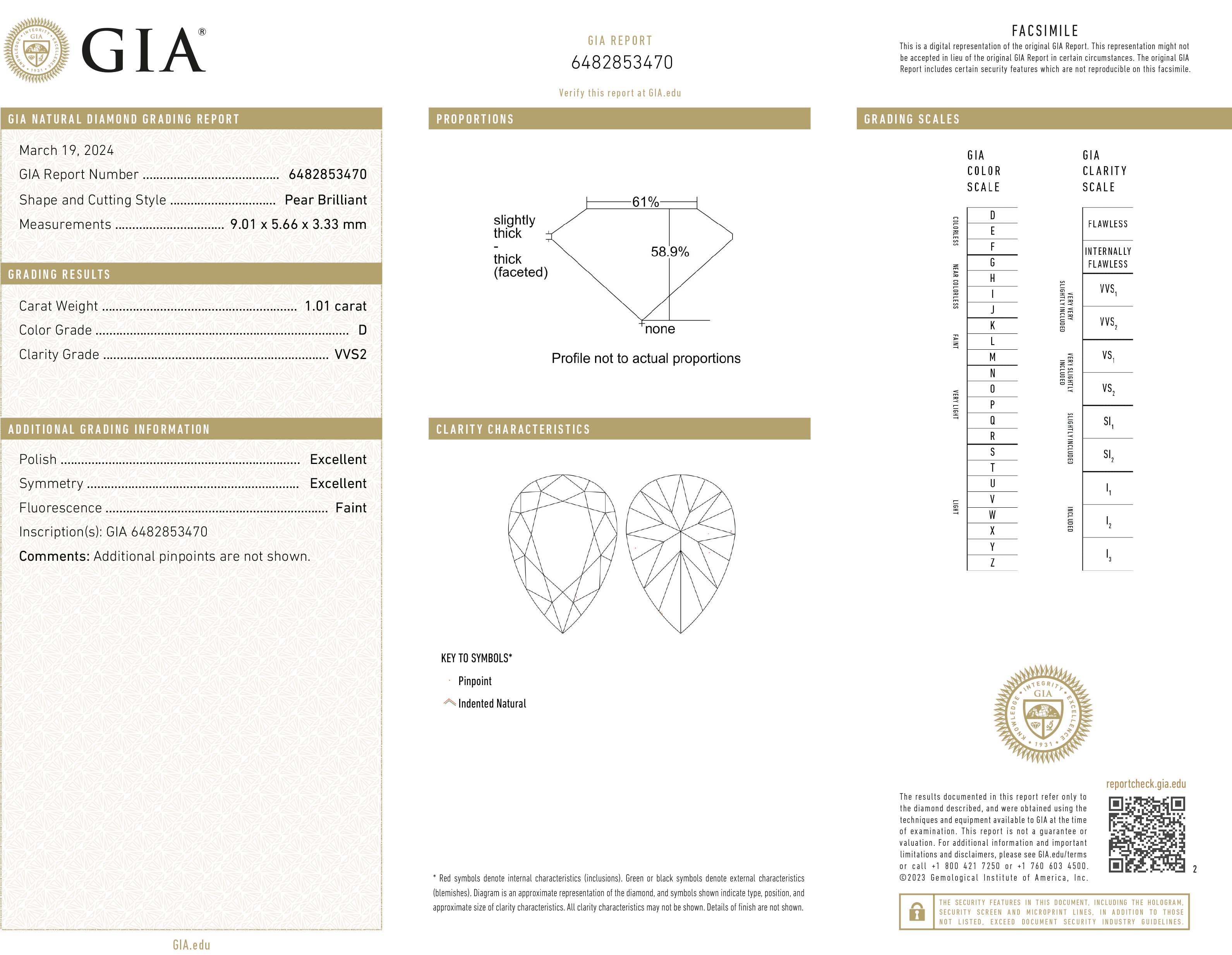 GIA 1.01ct  D. VVS2 Pear - 2