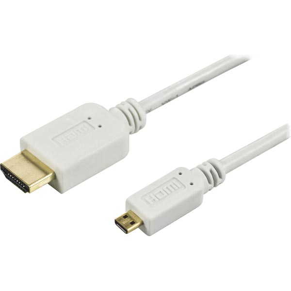 HDMI-adapter, HDMI High Speed with Ethernet, micro HDMI 19-pin ha till HDMI 19-pin ho, vinklad, svart