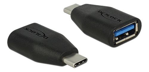 Delock SuperSpeed adapter USB-C hane till USB-A hona, 10 Gbps (USB 3.1 Gen 2), svart